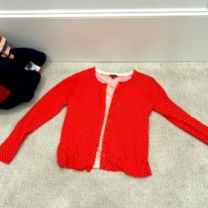 Orange with white dots cardi